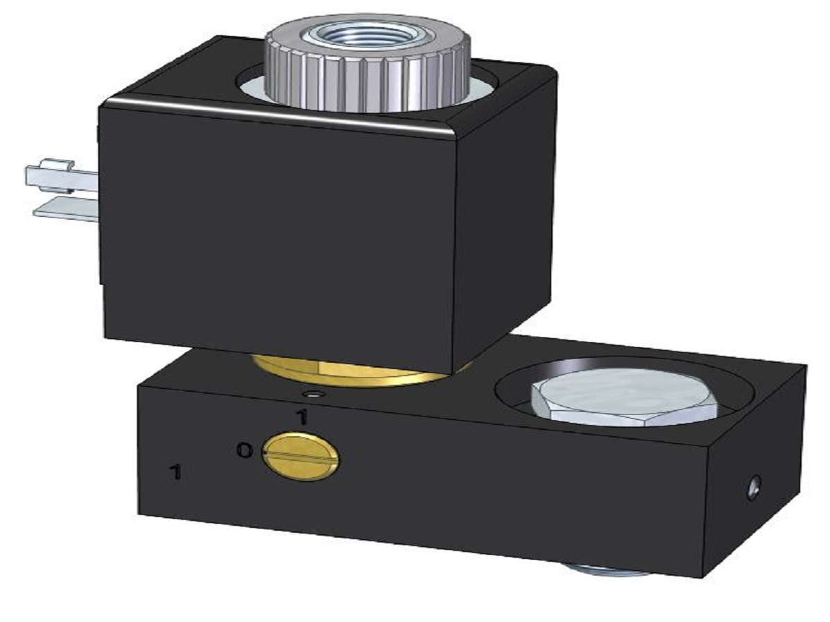 3/2 ventil s plastovým telom a dutou skrutkou